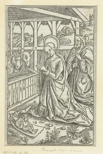 De geboorte van Christus by anonymous, print, 1507-1508