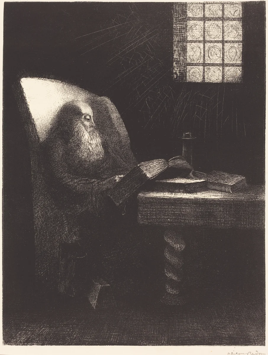 Le Liseur (The reader) by Odilon Redon, print, 1892