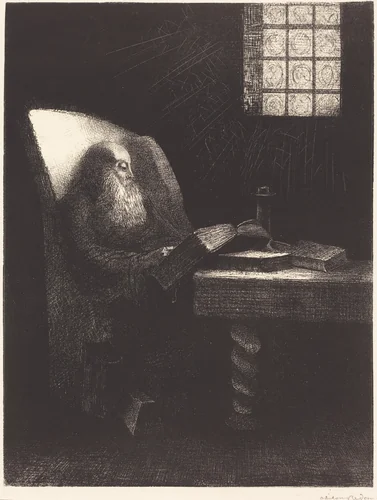 Le Liseur (The reader) by Odilon Redon, print, 1892