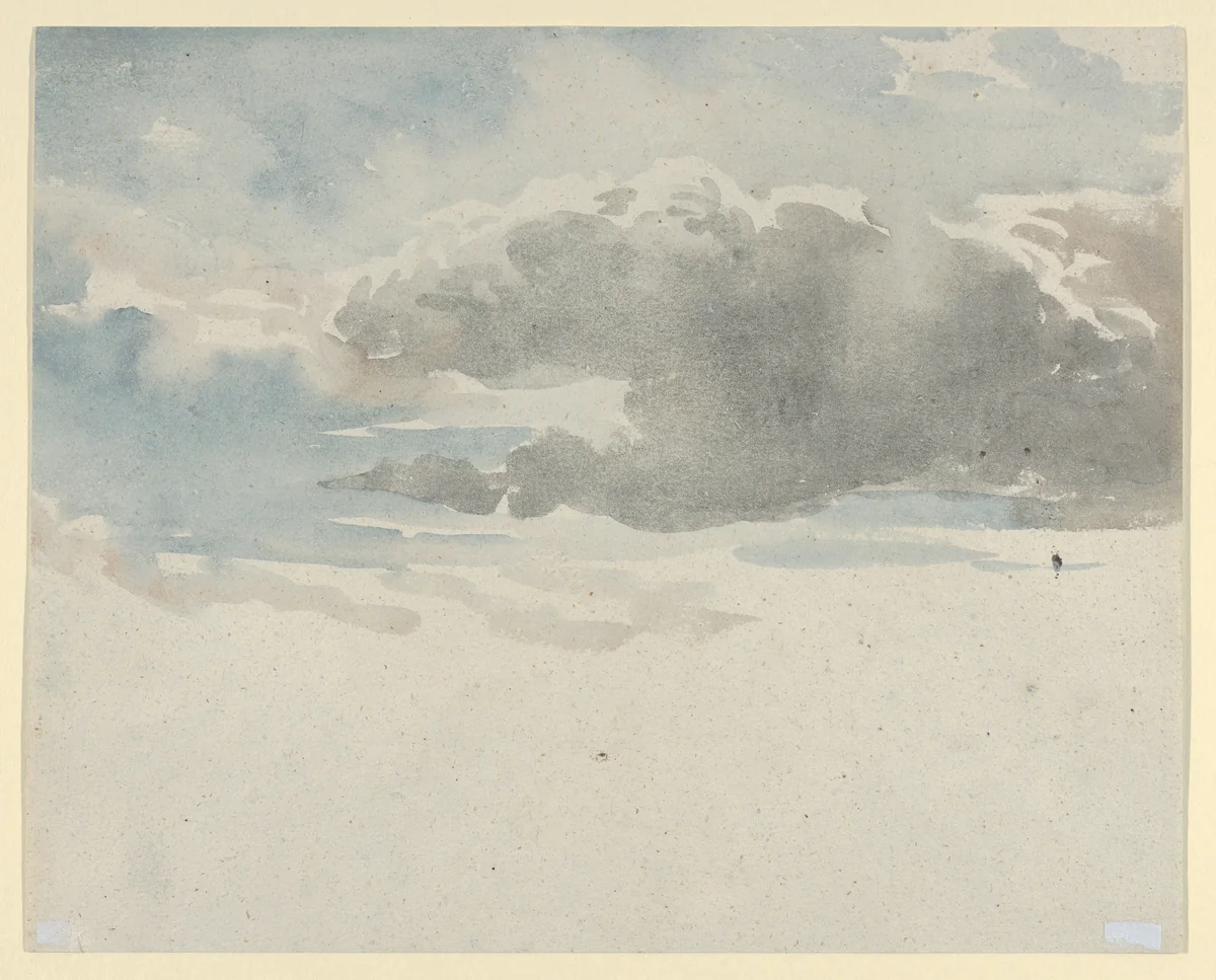 Study of clouds (recto). Study of an elder bush by a fence (verso) by David Cox, drawing, 1820-1845