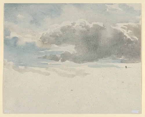 Study of clouds (recto). Study of an elder bush by a fence (verso) by David Cox, drawing, 1820-1845