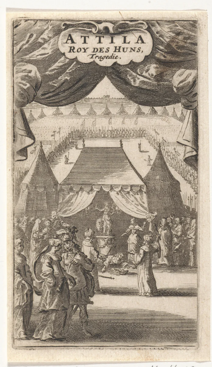 Dood van Attila de Hun by Abraham Dircksz. Santvoort, print, 1667