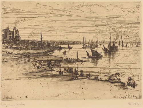 Opposite the Inn, Purfleet by Francis Seymour-Haden, print, 1869