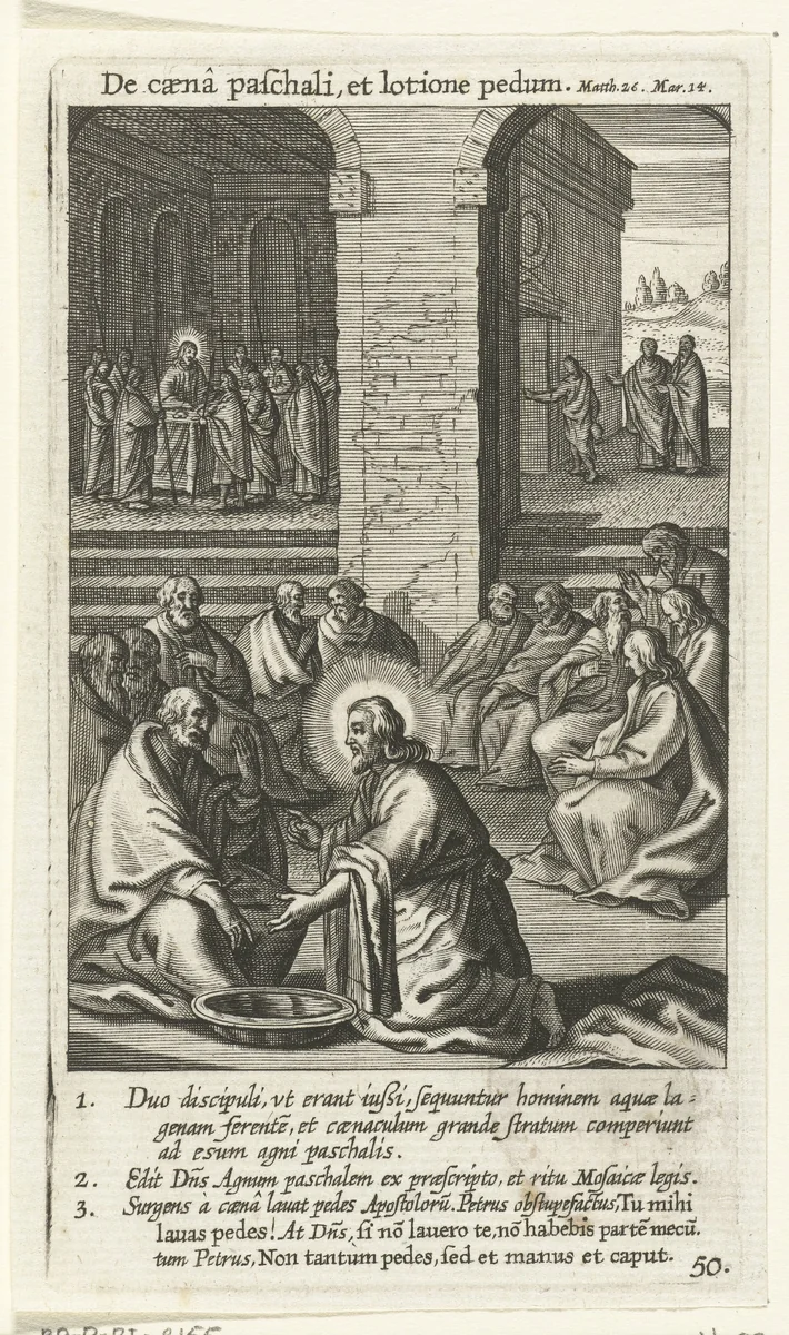 Christus wast de voeten van de apostelen by Boëtius Adamsz. Bolswert, print, 1590-1622