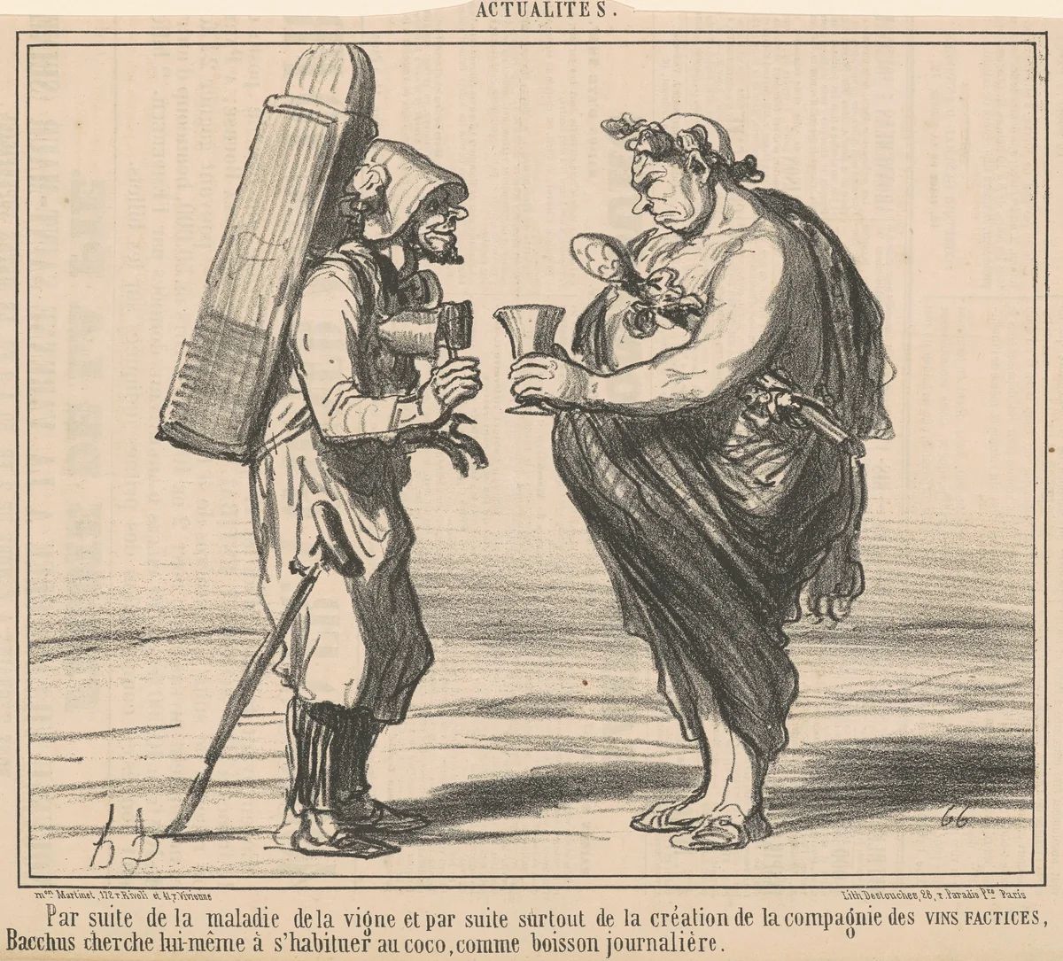 Par suite de la maladie de la vigne by Honoré Daumier, print, 1857