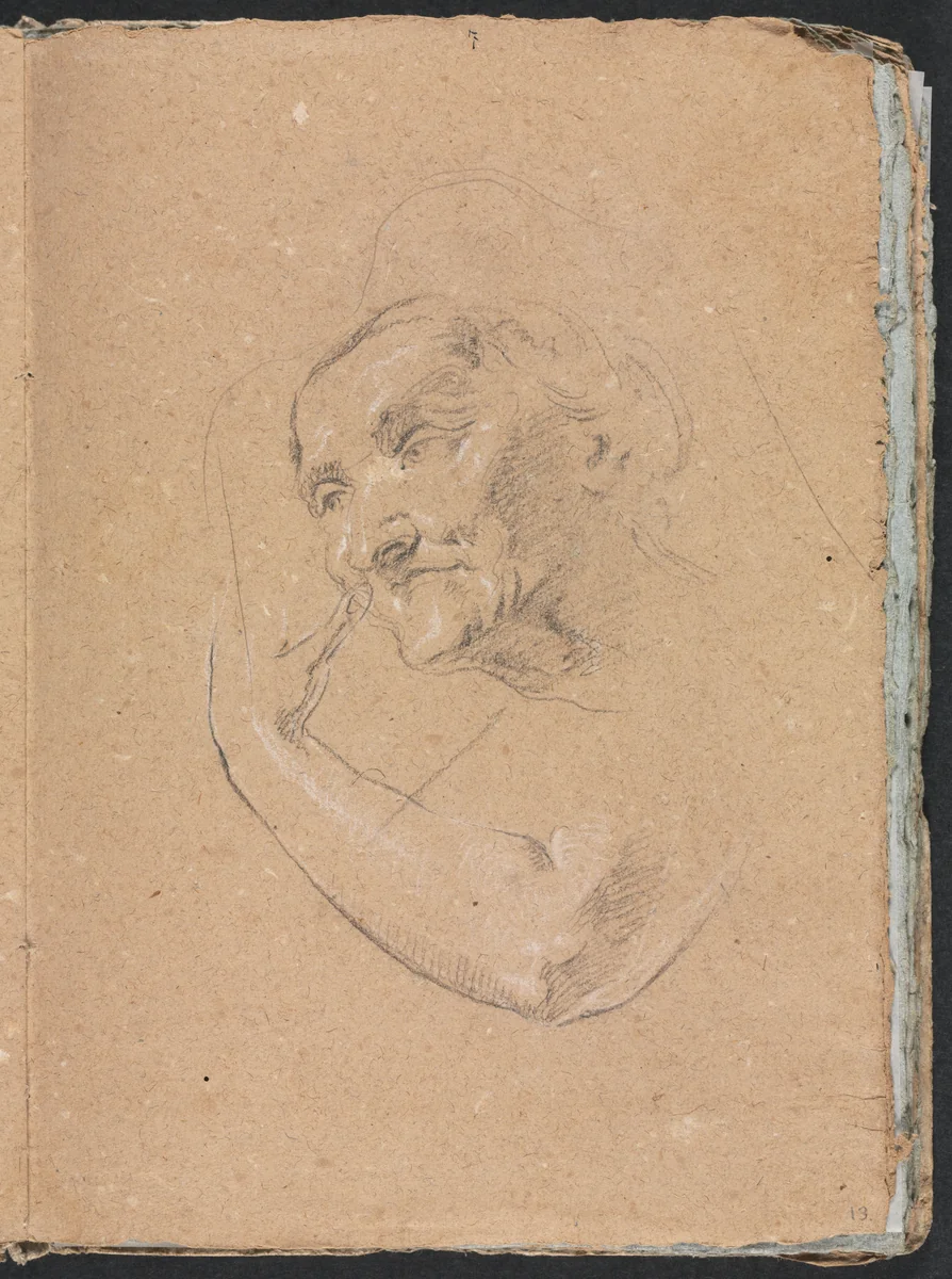 Verona Sketchbook: Head of a woman with left arm (page 13) by Francesco Lorenzi, book, 1760