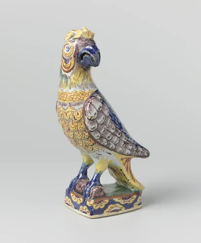 Papegaai van veelkleurig beschilderde faïence by anonymous, sculpture, 1784