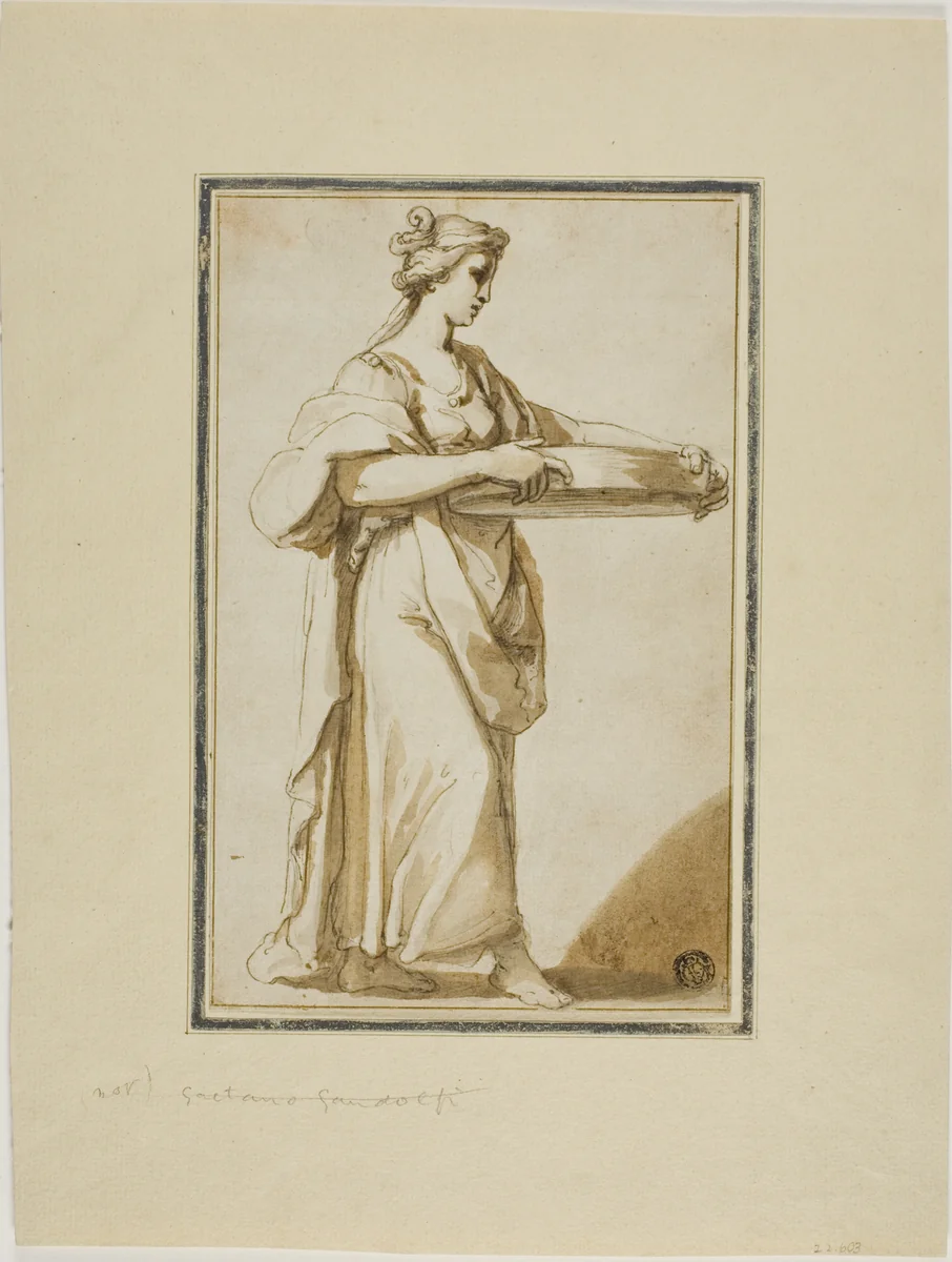 Vestal Virgin Tuccia by Gaetano Gandolfi, drawing, 1754-1802