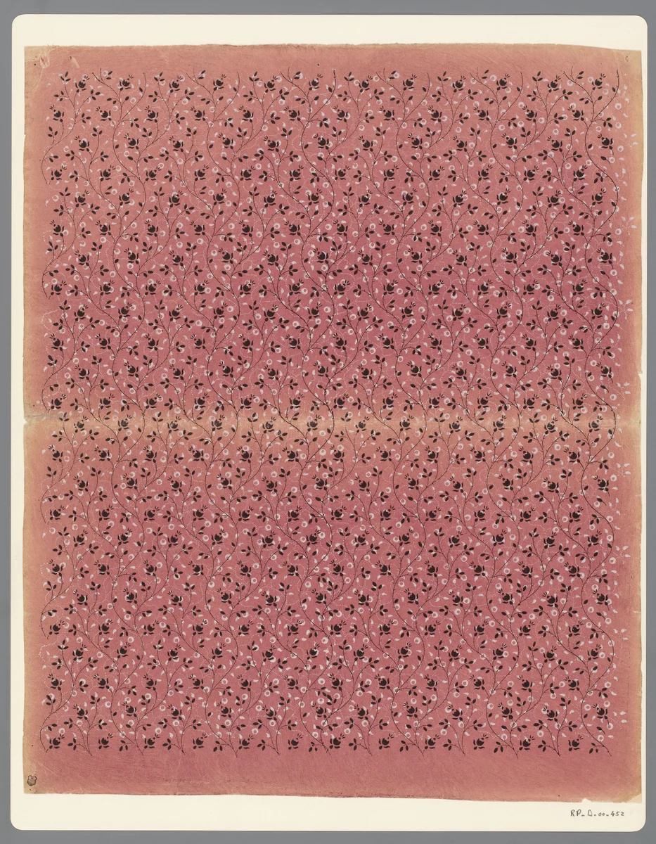 Blad met regelmatig door elkaar slingerende ranken van puntjes en ranken van lijnen by anonymous, other, 1800-1900