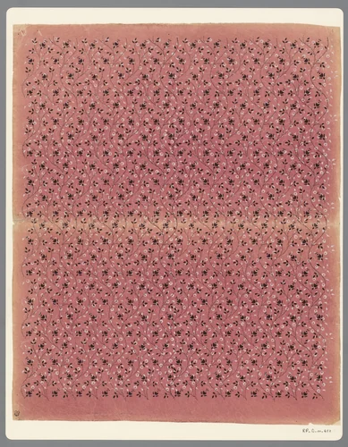 Blad met regelmatig door elkaar slingerende ranken van puntjes en ranken van lijnen by anonymous, other, 1800-1900