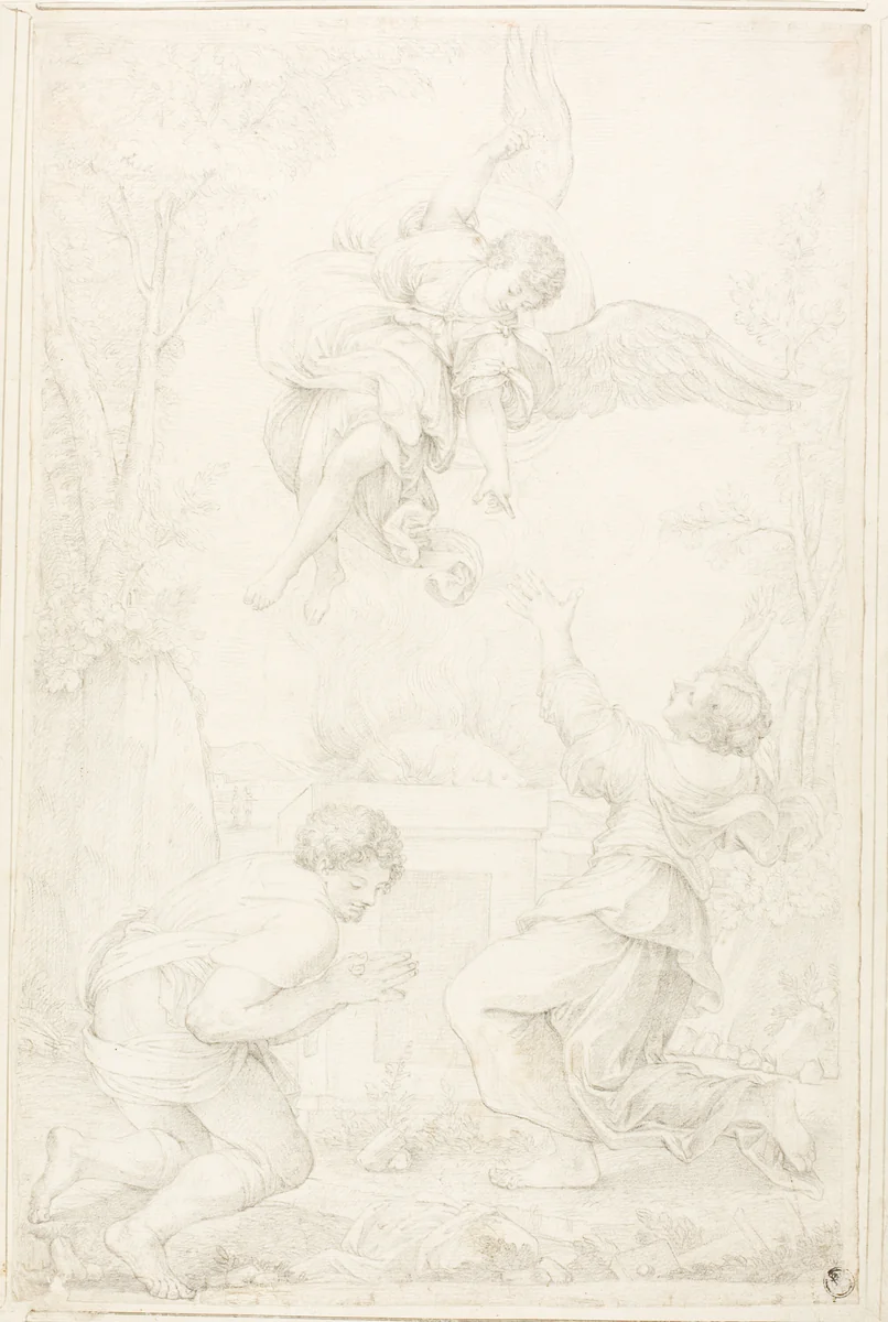 Sacrifice of Manoah by Michel Corneille or Carlo Maratti, drawing, 1645-1713