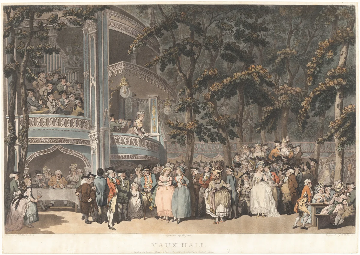 Vauxhall Gardens by Robert Pollard, print, 1785