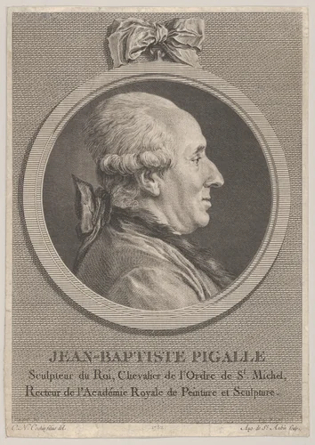 Portrait of Jean-Baptiste Pigalle by Augustin de Saint-Aubin, print, 1782