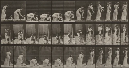 Plate Number 214. Lifting a child from the ground and turning around by Eadweard Muybridge, photograph, 1887