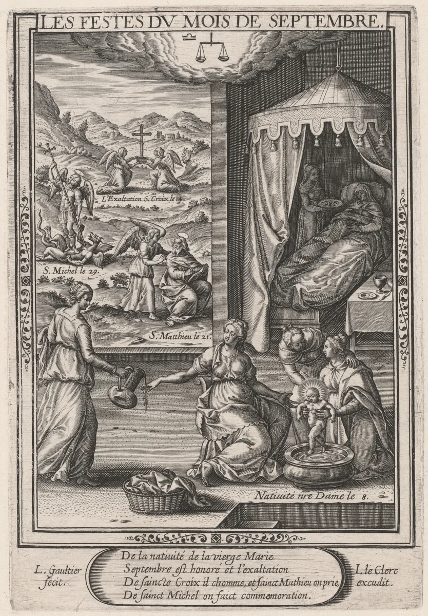 Les Festes du mois de Septembre (September: Birth of the Virgin) by Léonard Gaultier; Jean Leclerc, print, 1603