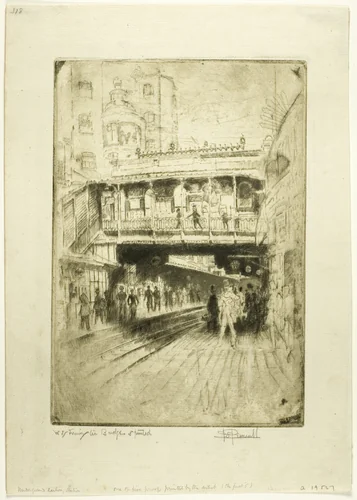 Westminster Bridge Station by Joseph Pennell, print, 1890