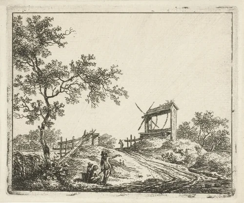 Landschap met waterput by Hermanus Fock, print, 1781-1822