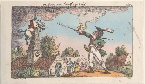 The Baron proves himself a good shot by Thomas Rowlandson, print, 1809-1811