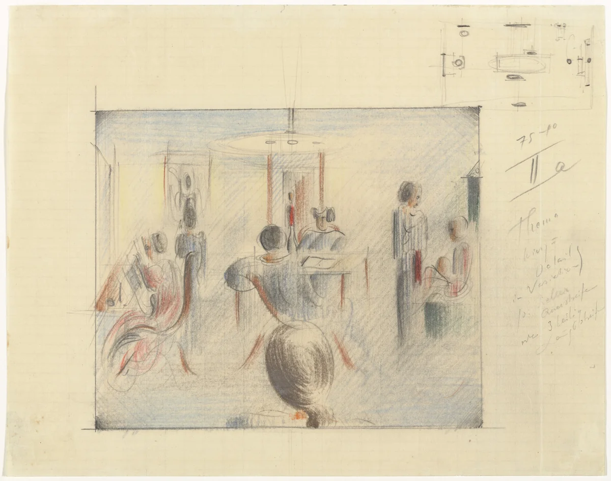 Figures in a Room (Figuren im Raum) by Oskar Schlemmer, drawing, 1936