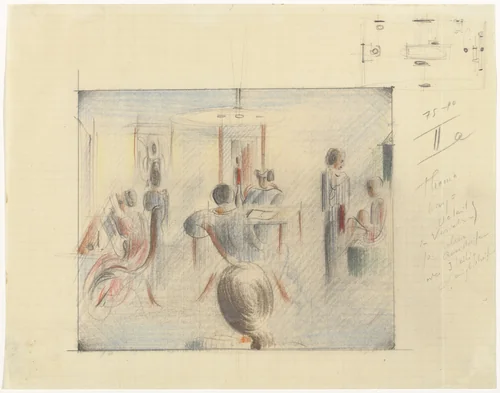 Figures in a Room (Figuren im Raum) by Oskar Schlemmer, drawing, 1936