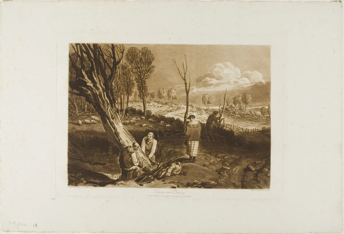 Hedging and Ditching, plate 47 from Liber Studiorum by Joseph Mallord William Turner, print, 1812