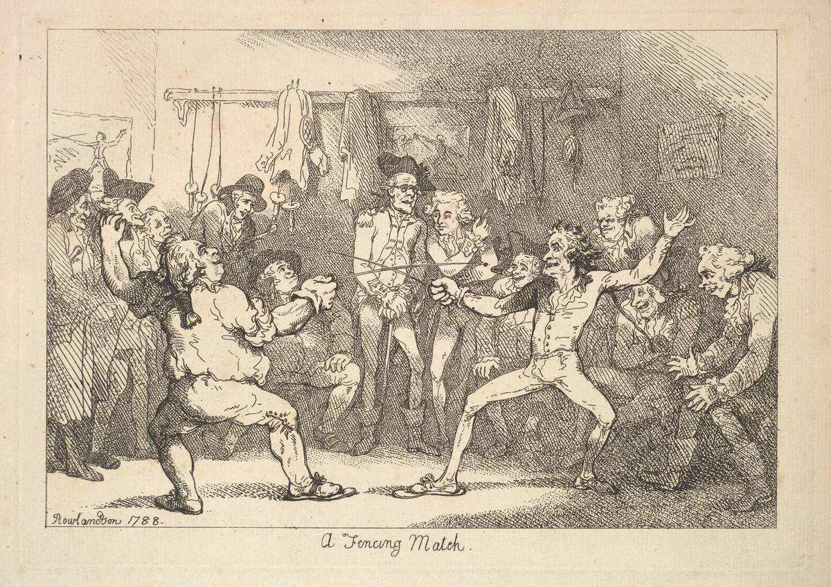 A Fencing Match by Thomas Rowlandson, print, 1788