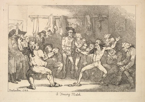 A Fencing Match by Thomas Rowlandson, print, 1788