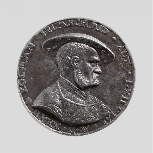 Medal of Kolman Helmschmid (1471–1532) by Hans Kels, metalwork, 1532