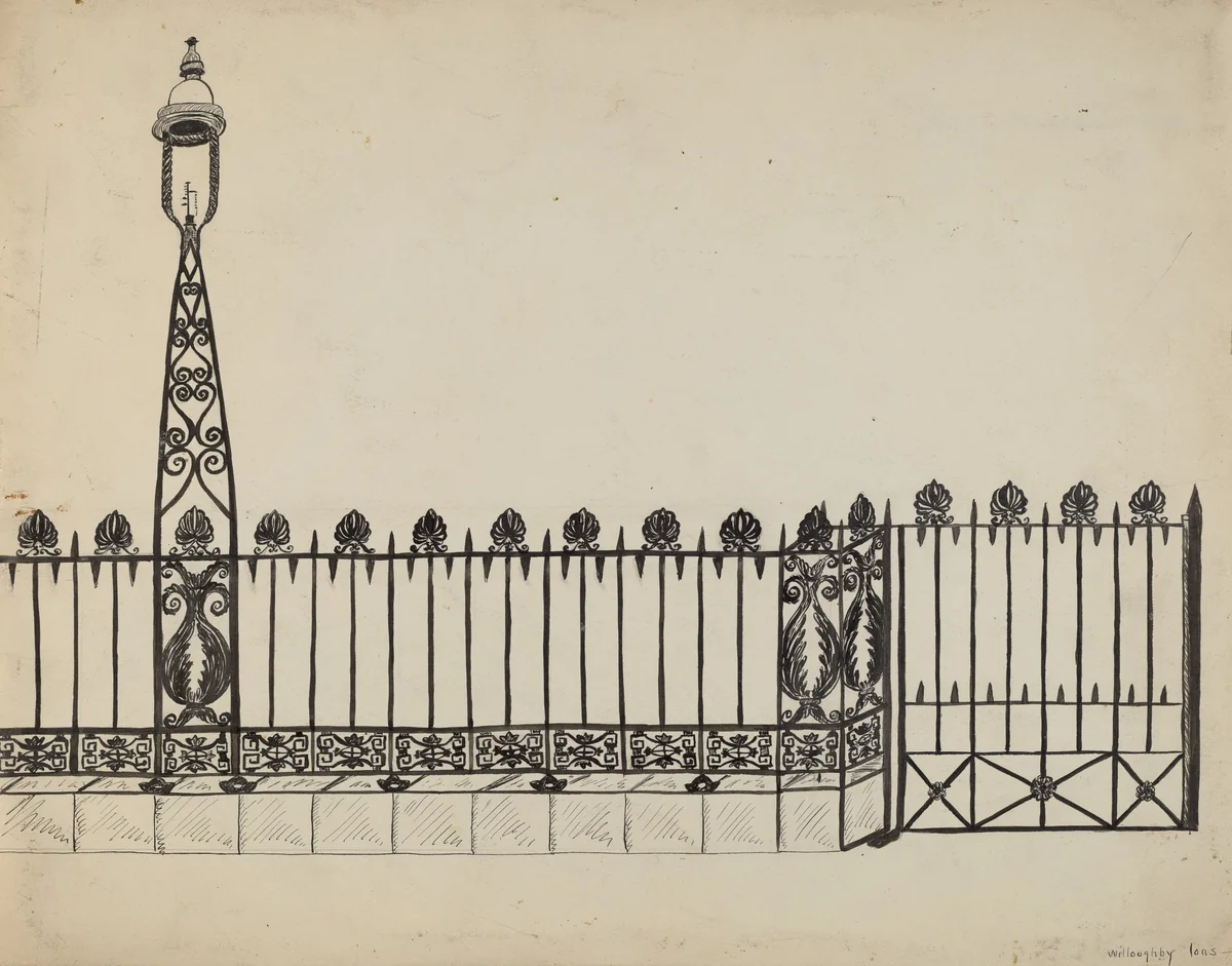 Wrought Iron Fence by Willoughby Ions, index of american design, 1935-1942
