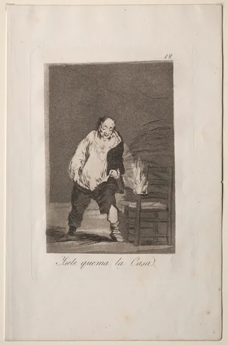 And His House is on Fire, Plate 18 by Francisco de Goya, print, 1799