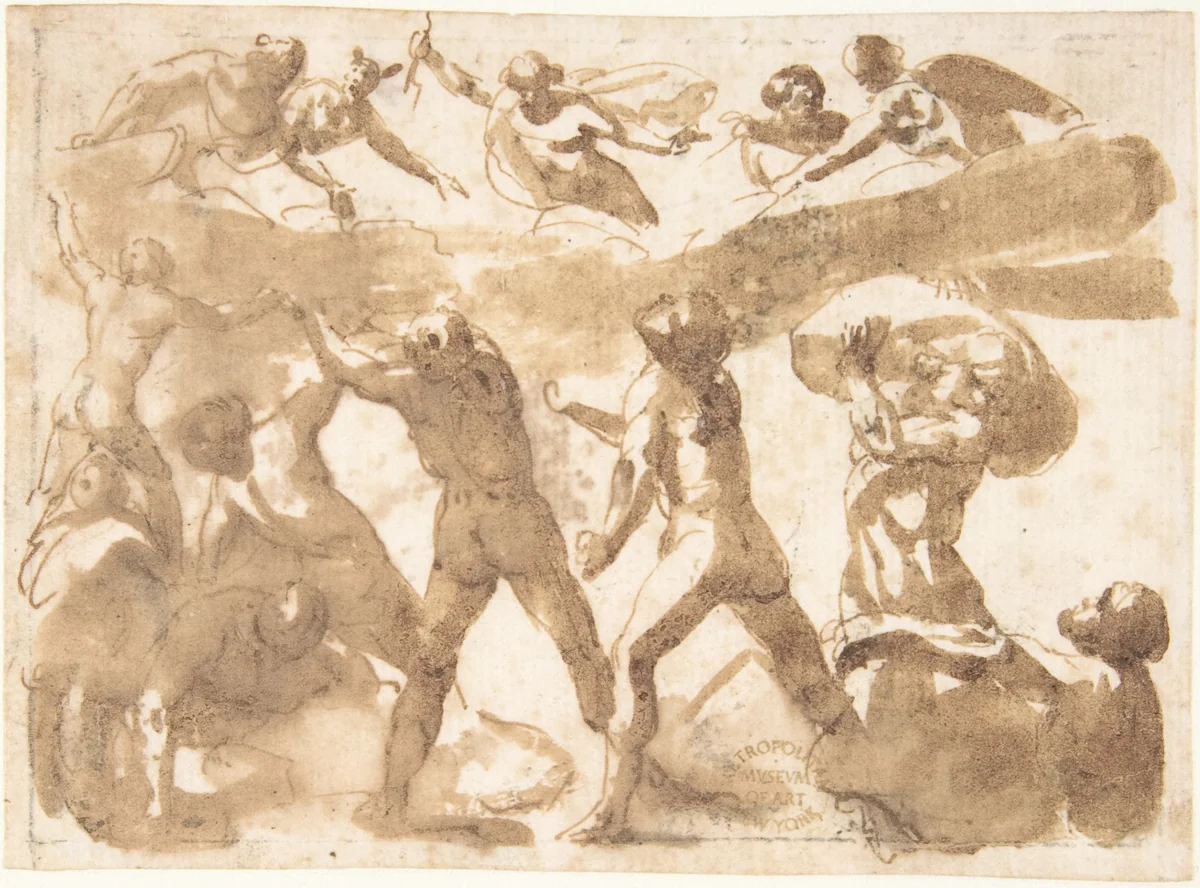 Battle of the Titans by Francesco Allegrini, drawing, 1624-1663