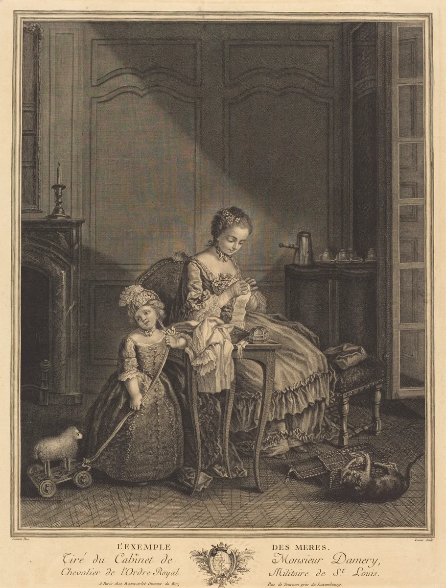 L'example des Meres by François Lucas; Etienne Jeaurat, print, 1715-1762