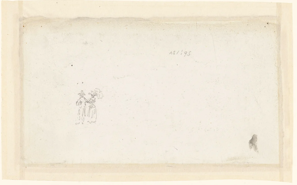 Man met een hoed en een vrouw met een hoed en parasol by David de Sandoz-Rollin, drawing, 1750-1809