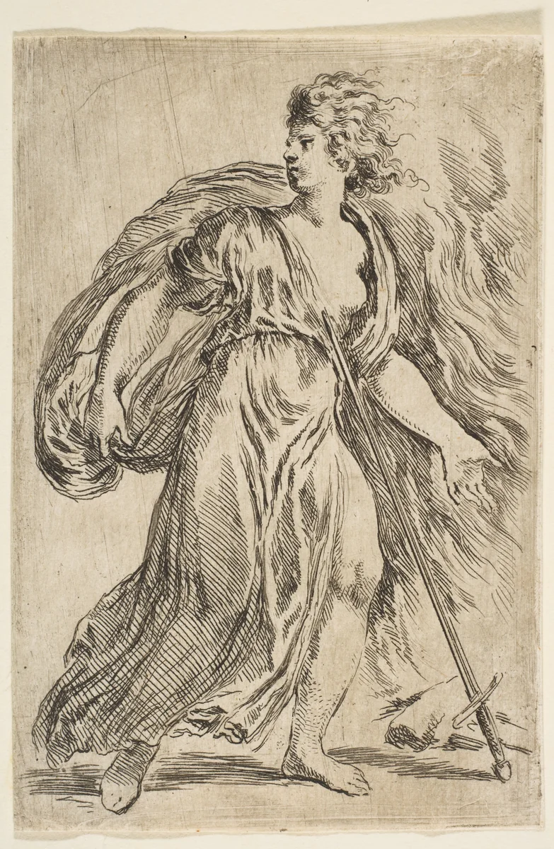 Dido Killing Herself by Stefano della Bella, print, 1655-1665