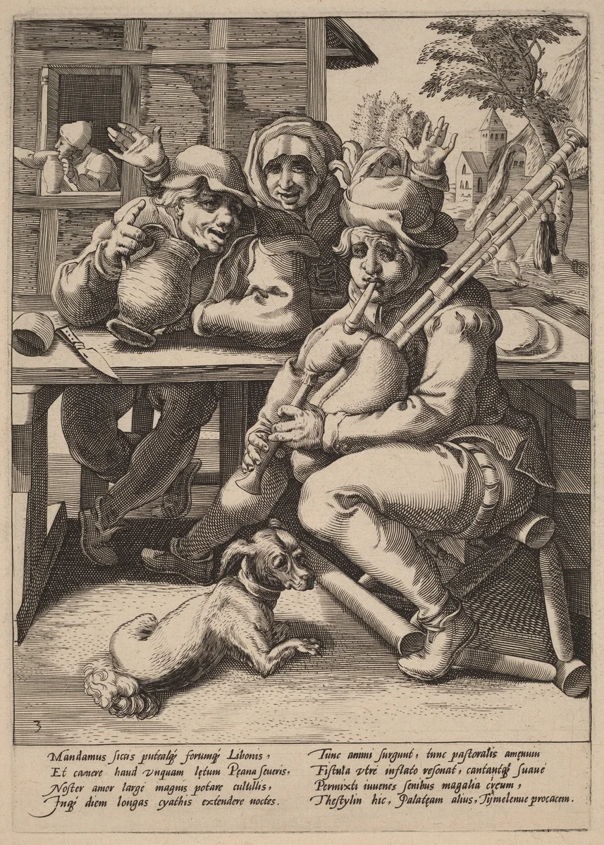 The Bagpipe Must Be Filled by Hendrick Goltzius
Karel van Mander I, print, 1590-1600