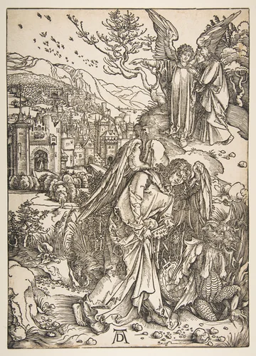 The Angel with the Key to the Bottomless Pit by Albrecht Dürer, print, 1493-1503