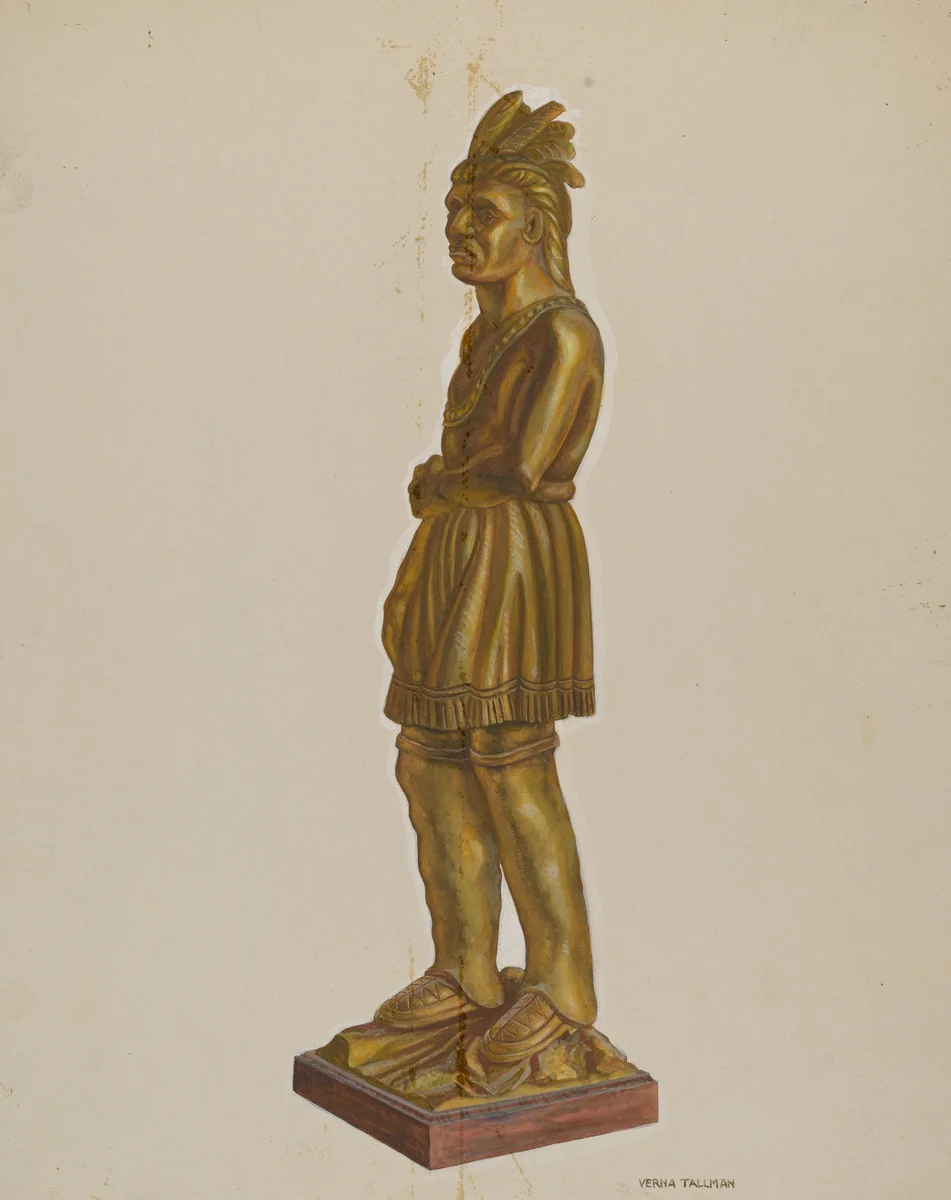 Carved Wooden Indian by Verna Tallman, index of american design, 1938