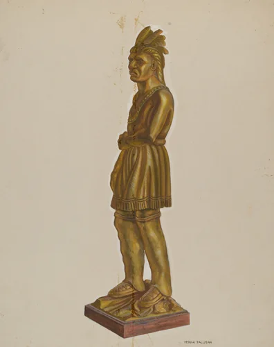 Carved Wooden Indian by Verna Tallman, index of american design, 1938