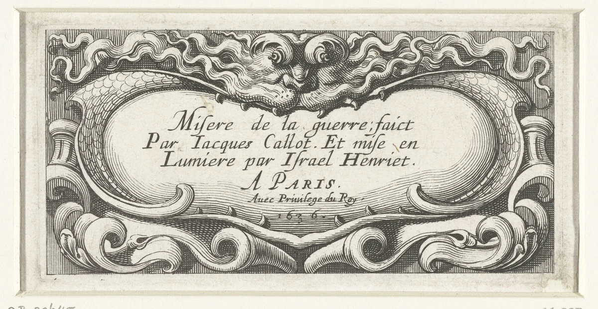 Titelprent voor de prentserie 'De gruwelen van de oorlog (klein)' / 'Misere de la guerre' by Abraham Bosse, print, 1636