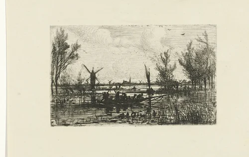 Riviergezicht by Joseph Hartogensis, print, 1836-1865