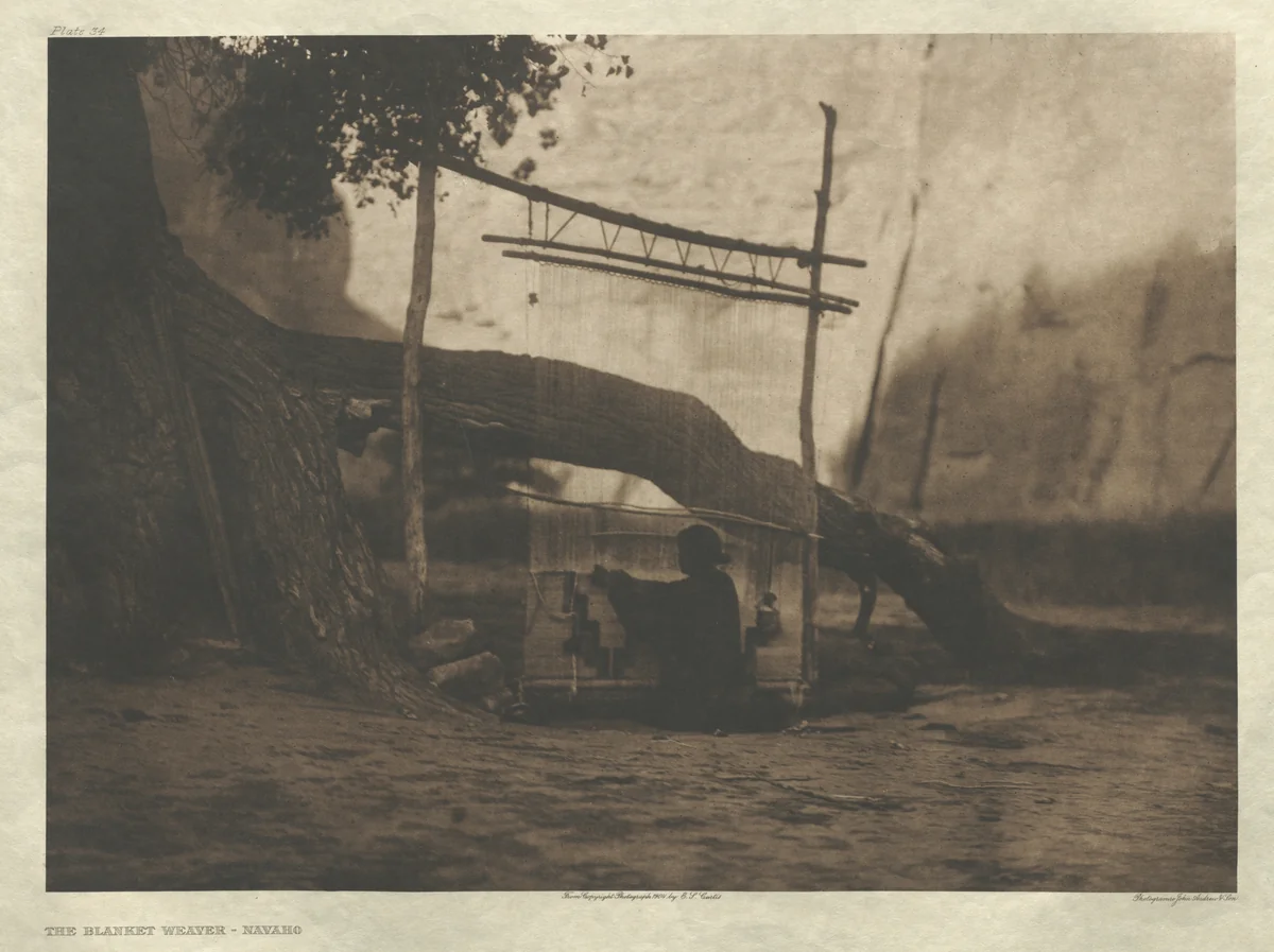 Portfolio I, Plate 34: The Blanket Weaver-Navaho by Edward Curtis, other, 1904