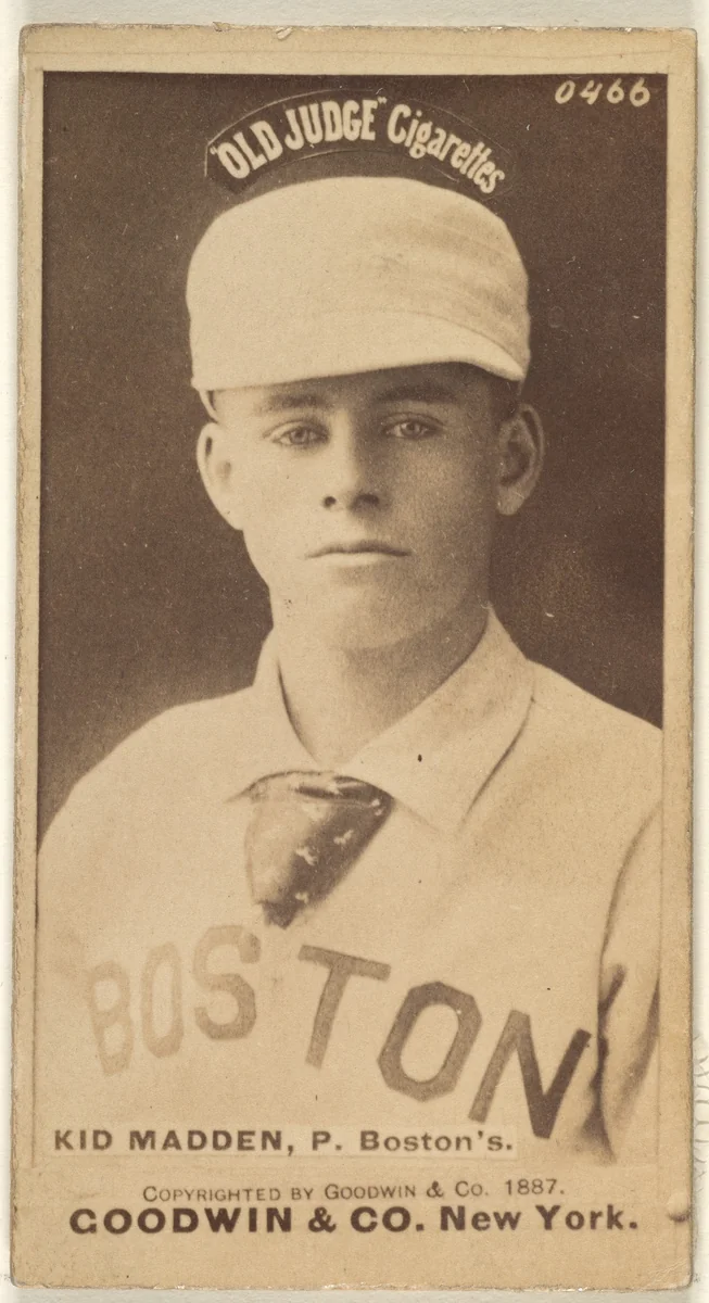 Kid Madden, Pitcher, Boston, from the Old Judge series (N172) for Old Judge Cigarettes by Goodwin & Company, photograph, 1887