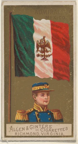 Admiral, Mexico, from the Naval Flags series (N17) for Allen & Ginter Cigarettes Brands by Allen & Ginter, print, 1886-1891
