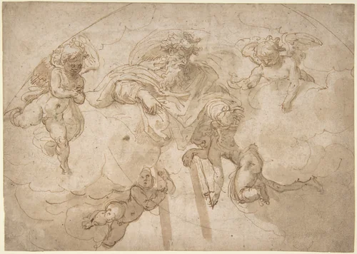 God the Father with Four Angels by Jacopo Zanguidi, drawing, 1569-1571