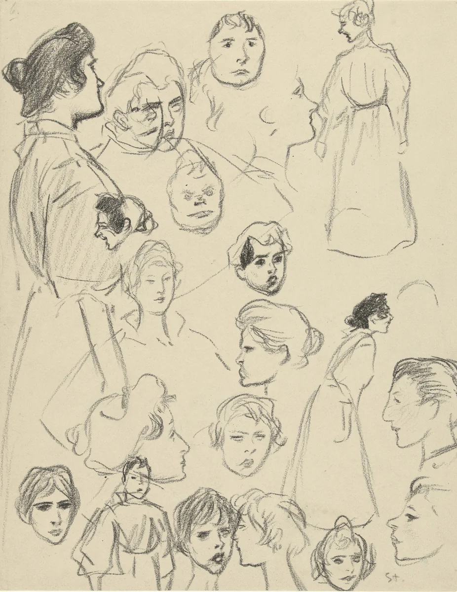 Portret- en figuurstudies van vrouwen by Théophile Alexandre Steinlen, drawing, 1869-1923
