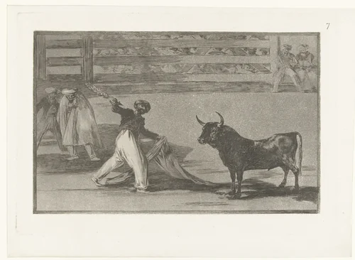 Stierenvechter met banderilla by Francisco de Goya, print, 1811-1816