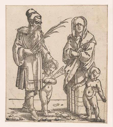 Metusalem met zijn vrouw en kinderen by anonymous, print, 1530