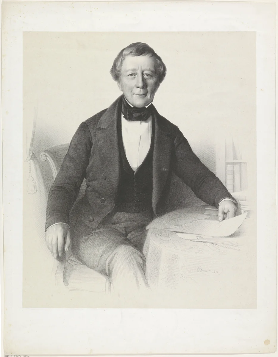 Portret van A.J. Helmich by Wilhelmus Cornelis Chimaer van Oudendorp, print, 1851