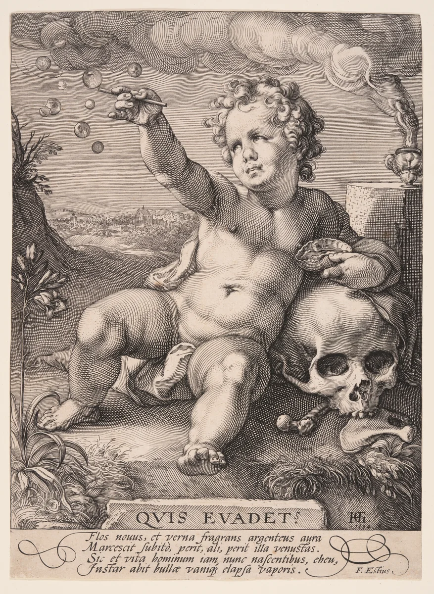 Allegory of Transcience ‘Homo Bulla’ by Hendrick Goltzius, print, 1594
