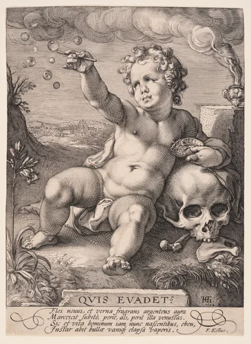 Allegory of Transcience ‘Homo Bulla’ by Hendrick Goltzius, print, 1594